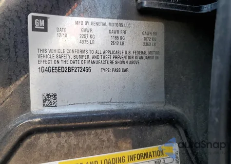 2011 Buick Lacrosse Cxs from USA, damaged, VIN 1G4GE5ED2BF272456